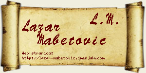 Lazar Mabetović vizit kartica